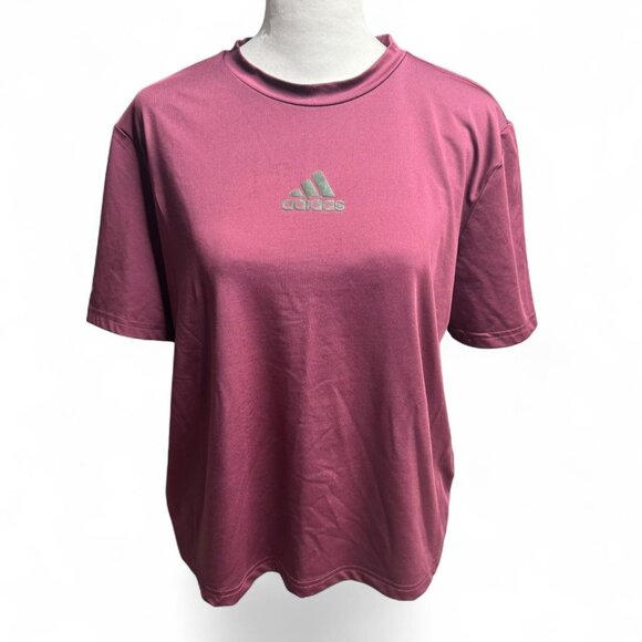 Adidas Aeroready Women’s Workout Tee Burgundy Short Sleeve Shirt Size M - Picture 1 of 6